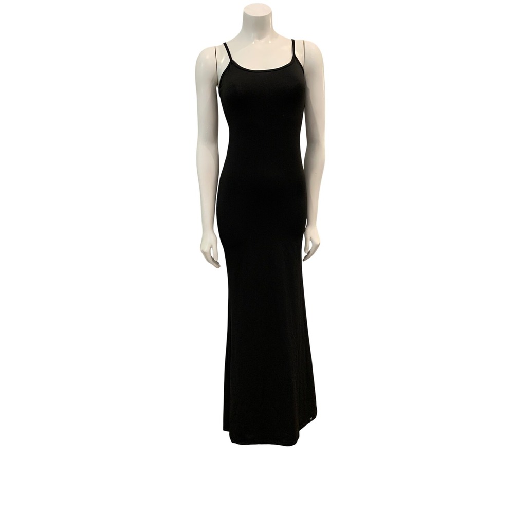 Soft Lounge Long Slip Dress Small Black Excellent Bodycon Maxi Onyx